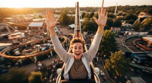 person on roller coaster